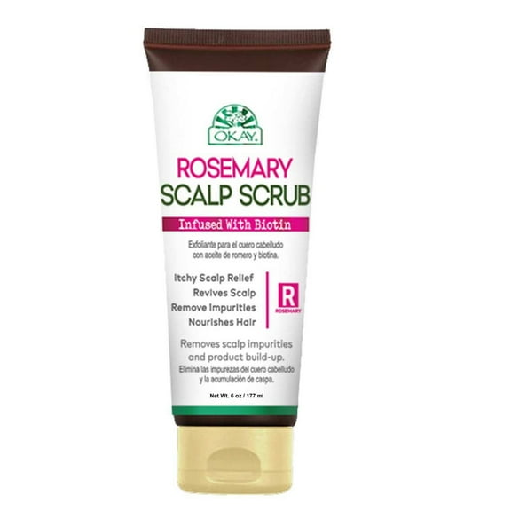 OKAY Rosemary Scalp Scrub with Biotin 6 oz – Exfoliating Hair & Scalp Treatment for Dandruff, Healthy Growth, Moisture & Refreshing Cleanse