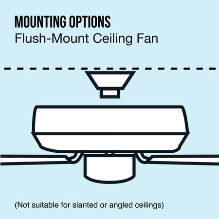 MAINSTAYS 52 INCH HUGGER INDOOR CEILING FAN WITH LIGHT KIT, WHITE, 5 BLADES, REVERSE AIRFLOW