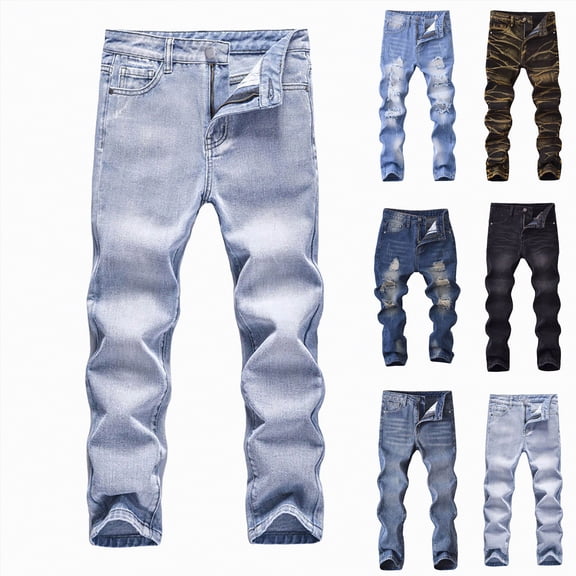 YDFCWXW Boy's Ripped Jeans Slim Fit Stretch Jeans Distressed Fashion Comfort Pants (Navy, 9-10 Years)