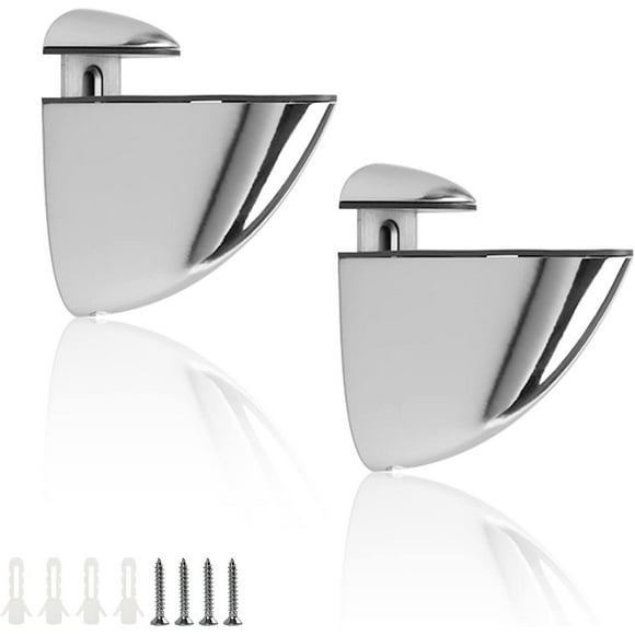 Glass Shelf Wall Brackets, 2 Adjustable Wall Mounted Glass Clamps with 4 Screws, Smooth and Stable, 3-10mm Thick Glass, for Shelves and Chair Corners