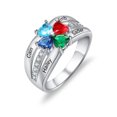 thumbnail image 2 of Custom Configurator Mementos USA Sterling Silver Mother's Family Rings for Women 4 Birthstones Names, 2 of 6