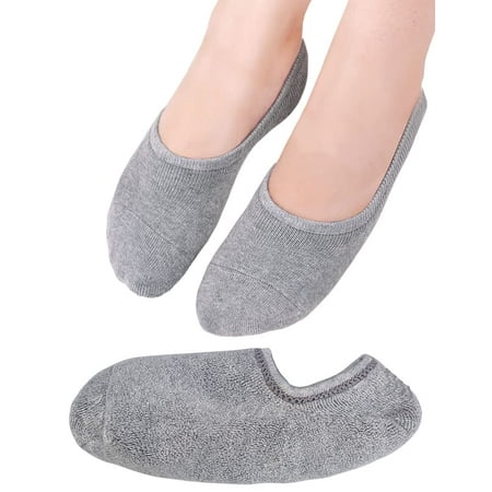 

VERO MONTE 4 Pairs Thick No Show Socks Womens Non Slip Low Cut Black+ Grey 5-7