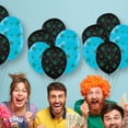 thumbnail image 7 of PMU Balloons PartyTex 11in Premium Black and Turquoise with All-Over Print Green Leaves Pack of 12, 7 of 7