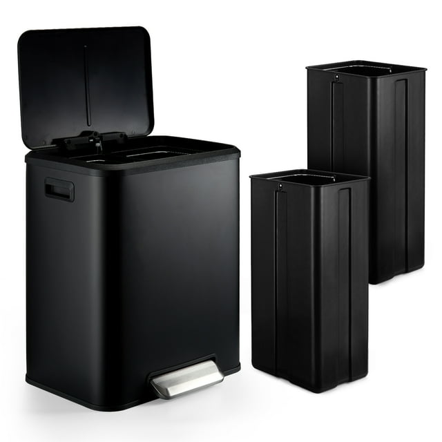 Dual Trash Can, Dual Compartment Step Trash Can, Double Bin Trash Can