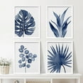 thumbnail image 2 of PixonSign 4 PCS Adhesive Canvas Poster Watercolor Blue Tropical Leaves Framed Wall Art Nature Wilderness Digital Modern Art Decorative Botanical Floral Elements Print Set - 12"x16" White, 2 of 5