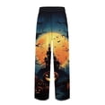 thumbnail image 4 of GrmtClth Halloween Pajamas Pants for Men Breathable Elastic Waist Pants Witch Pumpkin Ghost Face Print Loose Fit Costume for 2026 Halloween with Pocket Black M, 4 of 6