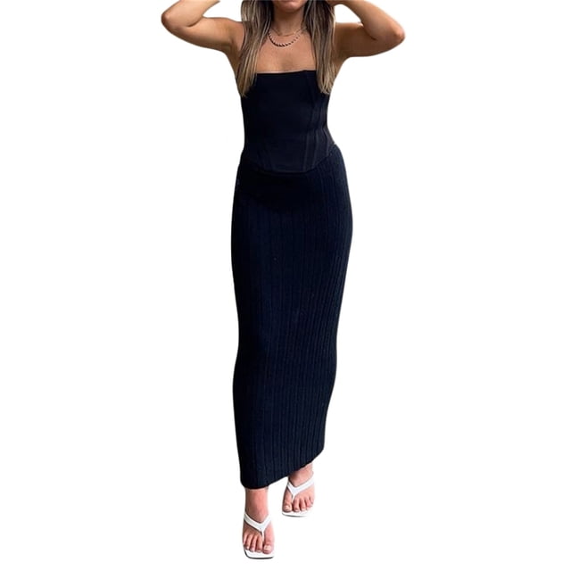 VISgogo, vestido ajustado informal para mujer, falda/vestido de punto de algodón de vacaciones de Color sólido, ropa de hogar para mujer VISgogo moda