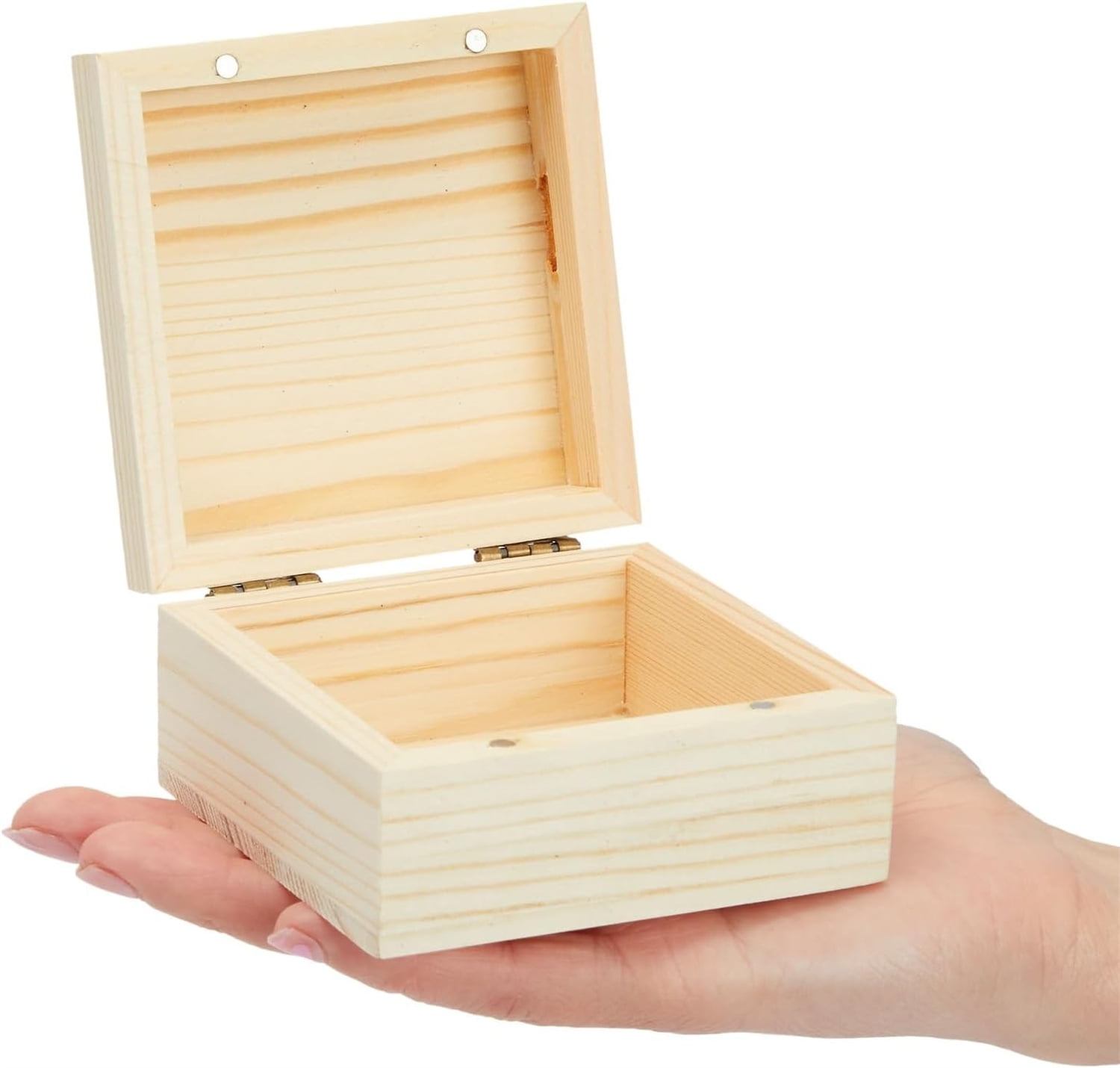 4 Pack Unfinished Wooden Boxes with Hinged Lids,Bexikou Wood Storage Boxes to Paint,Small Craft Unpainted Box for DIY Craft Home Storage Art Project