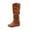 Yellow Flats Mid Calf Boots, variant on Knee High Boots Inner Height-Enhancing Casual Winter Stylish Round Toe Belt Buckle Faux Leather for Outdoor Fashion