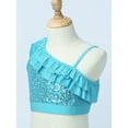 thumbnail image 6 of YONGHS Kids Girls Shiny Sequined Crop Top Jazz Modern Dance Tank Vest Dancewear 6-14 Blue 10, 6 of 7