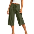 thumbnail image 6 of Ltctricy Wide Leg Capri Pants for Women Loose Fit Drawstring Lounge Pants with Pockets Comfy Casual Yoga Pants(Army Green,X-Large), 6 of 7
