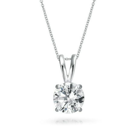 Simple 1Ct Round Cubic Zirconia AAA CZ Solitaire Pendant Necklace For Women For Girlfriend For Teen 925 Sterling