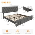 thumbnail image 3 of AKDSteel Upholstered Platform Bed Frame with Storage Drawers, Mattress Foundation with Solid Wooden Slats, No Box Spring Needed, 3 of 7
