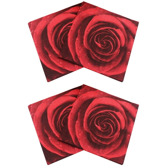 2 Pieces Red Roses Paper Napkins Nice and Practical
