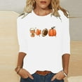 thumbnail image 2 of KIHOUT Hauts en Liquidation, Chemises à Manches 3/4 pour Femmes Blouse Imprimée Graphique d'Automne Col Rond T-shirts Décontractés Amples Chandails en Molleton Blouse, 2 of 4