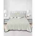 thumbnail image 2 of Quilts Twin-XL Size Bedding Set, Sage Green Vertical Striped Lightweight Quilted Comforter, Farmhouse Thin Line Stripes Soft Reversible Bedspread Coverlet with Pillow Covers for All Season, 68" x 98", 2 of 7