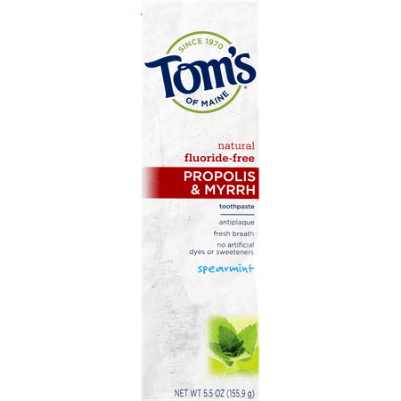 Tom's of Maine Toothpaste Spearmint Natural Fluoride-Free Propolis & Myrrh, 5.5 OZ