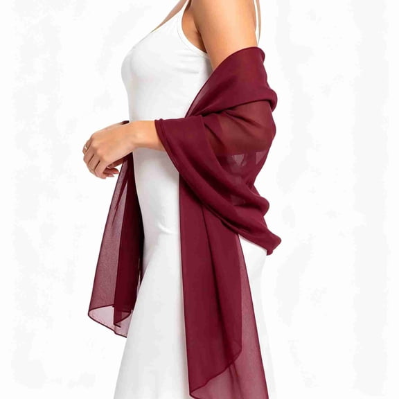 Soft Chiffon Scarfs Shawls and Wraps for Evening Dresses Wedding Shawl Wraps Bridal Scarve for Women, Wine Red