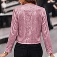 thumbnail image 5 of FAVIPT Womens Sequin Bolero Shrug Cropped Cardigan Long Sleeve Shiny Sparkly Shrug Party Glitter Open Front Jackets Pink,L, 5 of 8