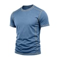 thumbnail image 5 of Eltusu Short Sleeve T-Shirts for Men, Solid Color Pullover Crewneck Casual Summer Tee Blue Size 2XL, 5 of 8