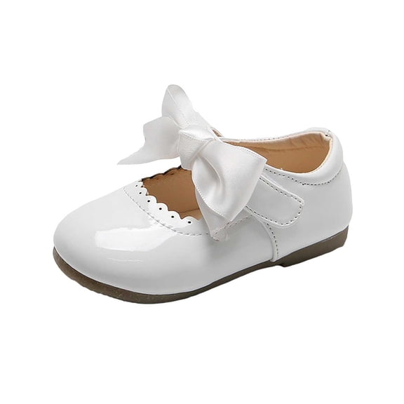 SERTG Girls Mary Jane Shoes with Scalloped Big Bow Soft Non Slip Patent Leather Dress Shoes for Daily and formal Occasions(2.8-3 Years)