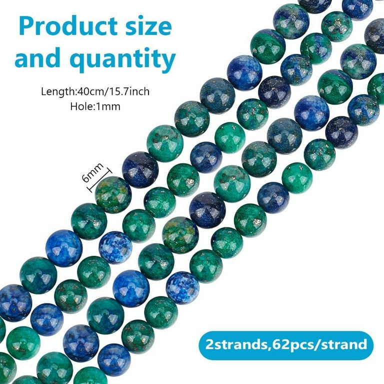 124 Pcs Natural Chrysocolla Beads 6mm Natural Gemstone Beads Round Stone Bead Smooth Ball Beads Loose Spacer Beads for DIY Jewelry Making Walmart
