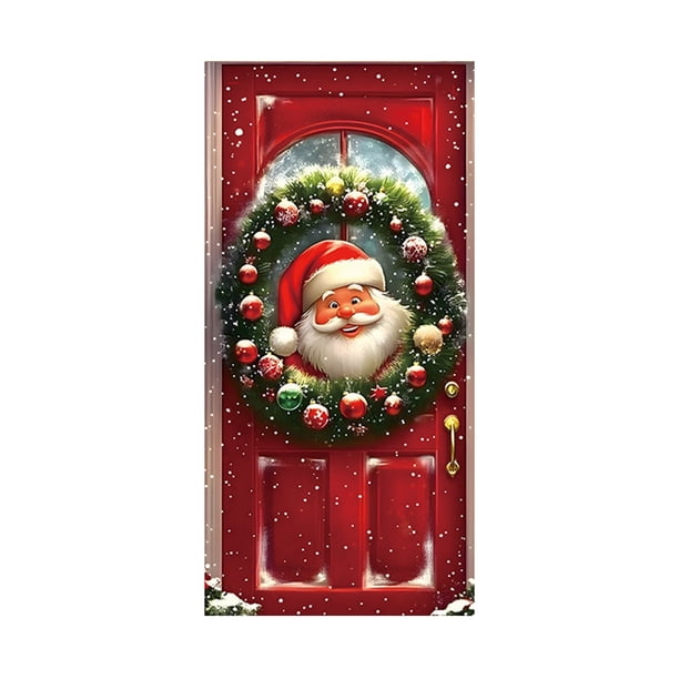 Decoraciones de Navidad Marco de Puerta de Navidad de Interior Festival de Decoración Escena Pegatina de Puerta Paño Colgante Decoraciones de Navidad de Interior