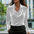 thumbnail image 2 of JSKUMAR Women's Velvet Cowl Neck Tops Casual Long Sleeve Dressy Shirts Vintage Elegant Tunic Blouses Holiday Party Outfit (White,XL), 2 of 7