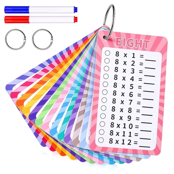 13 Pcs Multiplication Flashcards 0-12, Times Table Flash Cards Multiplication Chart Math Flashcards for 1st to 3rd Grades