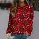 thumbnail image 2 of Moda Navidad mujer estampado manga larga cómodo transpirable cuello redondo camisa Tops Pompotops  gfhjh8842, 2 of 6