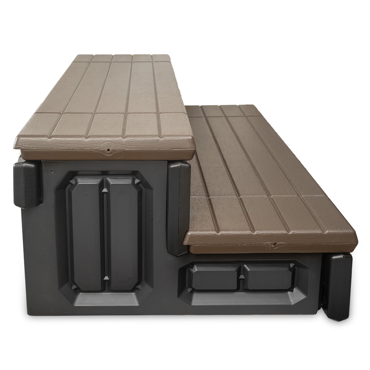 XtremepowerUS Hot Tub Steps With Storage, Spa Step, 36" Length, Camper/Deck Steps, Anti-Slip Brown