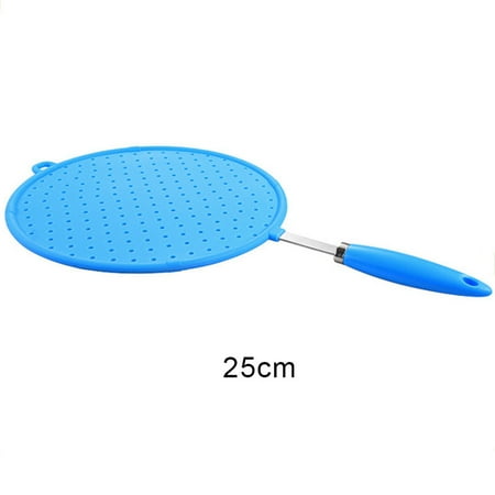 

Hhdxre Silicone Colorful Splatter Screen Grease Oil Guard Shield Fry Protector with Non-Slip Handle(Blue 25cm)