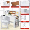thumbnail image 4 of Kids Study Desk and Chair Set, Wooden School Learning Table with Storage, Hutch and Bulletin Board, Children Computer Desk with Chair, Small Toddler Desk for Home, School, White, 4 of 7