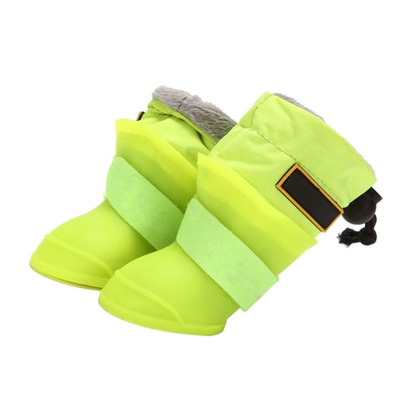 OFFIGAM 4Pcs Dog Rain Shoes Waterproof Outdoor Pet Boots Green Non Slip Durable Design