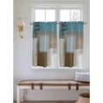 thumbnail image 6 of Tier Curtains 45 Inches Long, Teal Blue Window Treatment Curtain Drapes, Brown White Minimalist Retro Smear Ombre Art Window Half Privacy Curtains for Bedroom Bathroom, 42"x45", 2 Panels, 6 of 7
