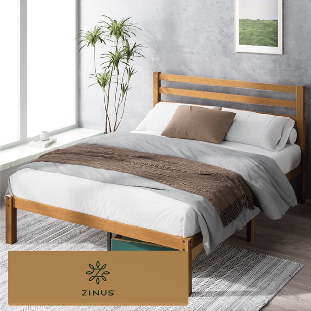 Colchón Matrimonial Zinus Sueño Fresco más Base de Cama Leah de Bambú con Cabecera