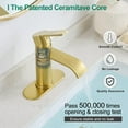 thumbnail image 6 of Waterfall Bathroom Faucet Brushed Gold, Single Handle 1 or 3 Hole Modern Sink Faucet with Deck Plate & Pop-Up Drain, RV Camper Vanity Washbasin Tap, 6 of 14