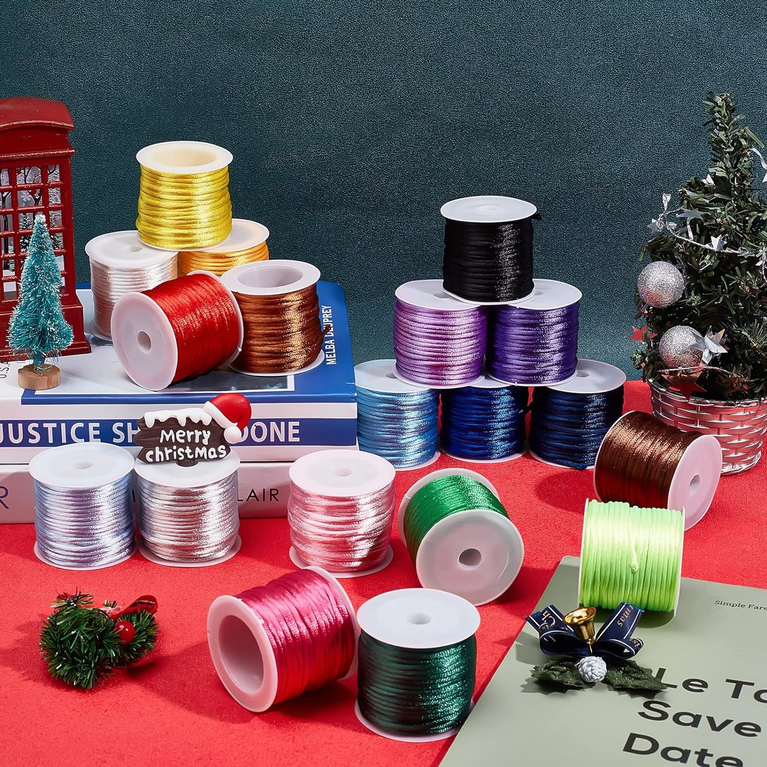 200 Yards 2mm Satin Nylon Cord Rattail Silk Cord Chinese Knotting Macrame Thread for Friendship Bracelet