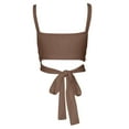 thumbnail image 5 of Brown Camisole For Women's Summer Deep V Neck Vest Kink Elastic Lace Up Sleeveless Halter Top, 5 of 6