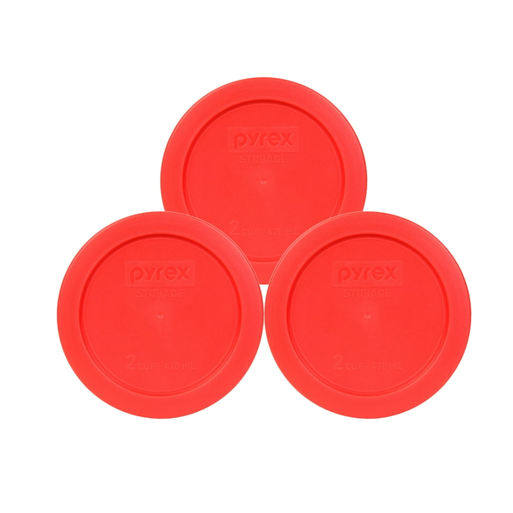 Pyrex Replacement Lid 7200PC Red Round Plastic Cover (3Pack) for