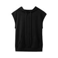 thumbnail image 2 of Landzoo Girls Solid Color Hooded Drawstring Pocket Casual Short Sleeved Hoodie Vest Top Cute Cozy Beautiful Girls Tops, 2 of 5