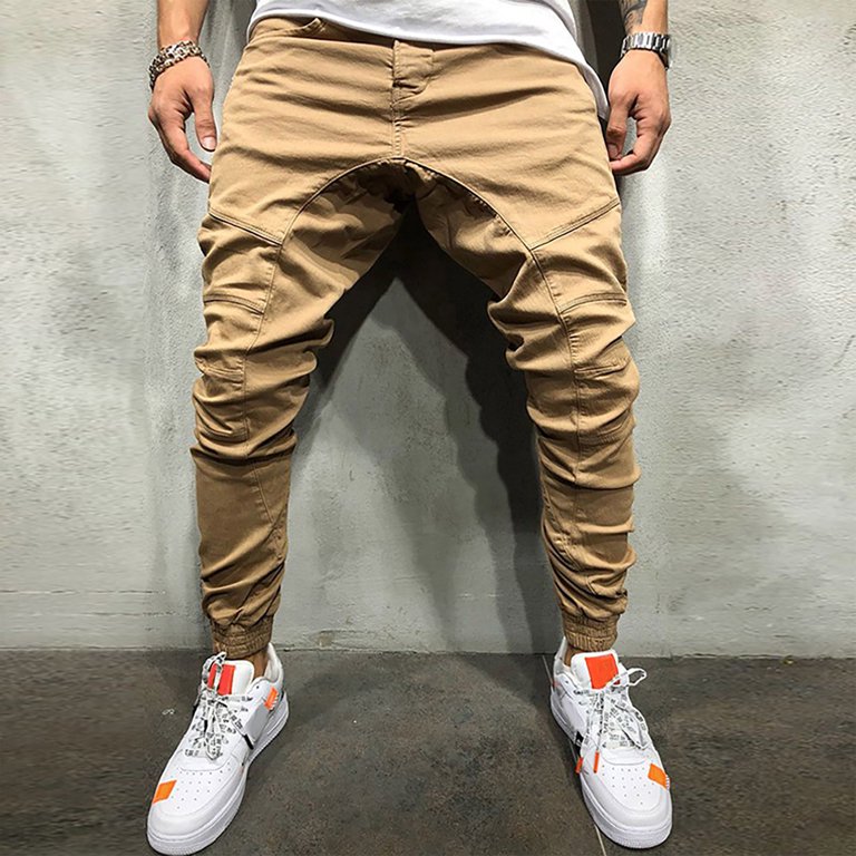 Cheap Fashion Men's Sport Color Bandage Casual Loose Sweatpants Drawstring  Pant