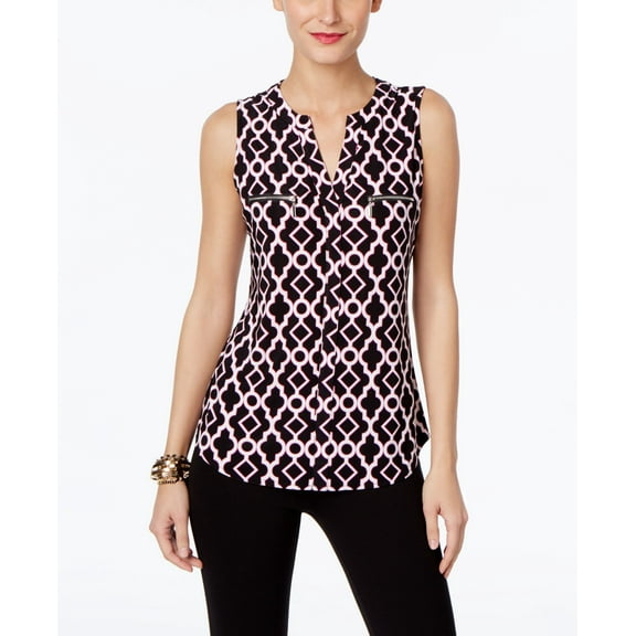 INC International Concepts Petite Printed Blouse Moroccan Waves PL