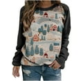thumbnail image 2 of pimelu Christmas Sweatshirt Ugly Christmas Sweater for Women Fashion Xmas Graphics Color Block Pullover Shirts Loose Long Raglan Sleeve Crewneck Sweatshirt Top, 2 of 3