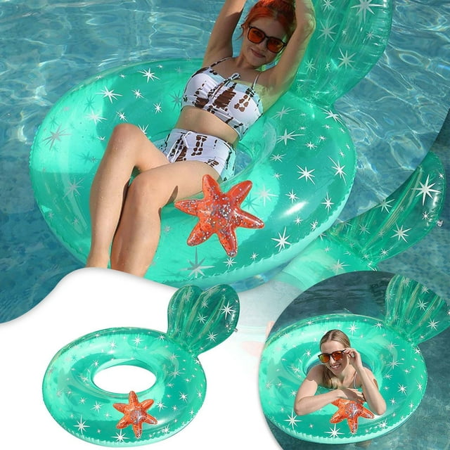 Inflatable for Adults Starry Sky Sequin Design Thickened Pool Float Water Sports Outdoor Recreation