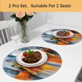 thumbnail image 5 of Blue Burnt Orange Round 15 Inch Placemats Set of 2, Modern Oil Painting Geometric Abstract HeatResistant Non Slip Place Mats for Dining Table, Wipeable Braided Kitchen Table Mats for Housewarming, 5 of 9