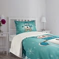 thumbnail image 3 of Ambesonne Snowman Quilted Bedspread Set 2 Pcs, Skiing Snowflakes Fun, Twin Size, Pale Brown Turquoise, 3 of 5