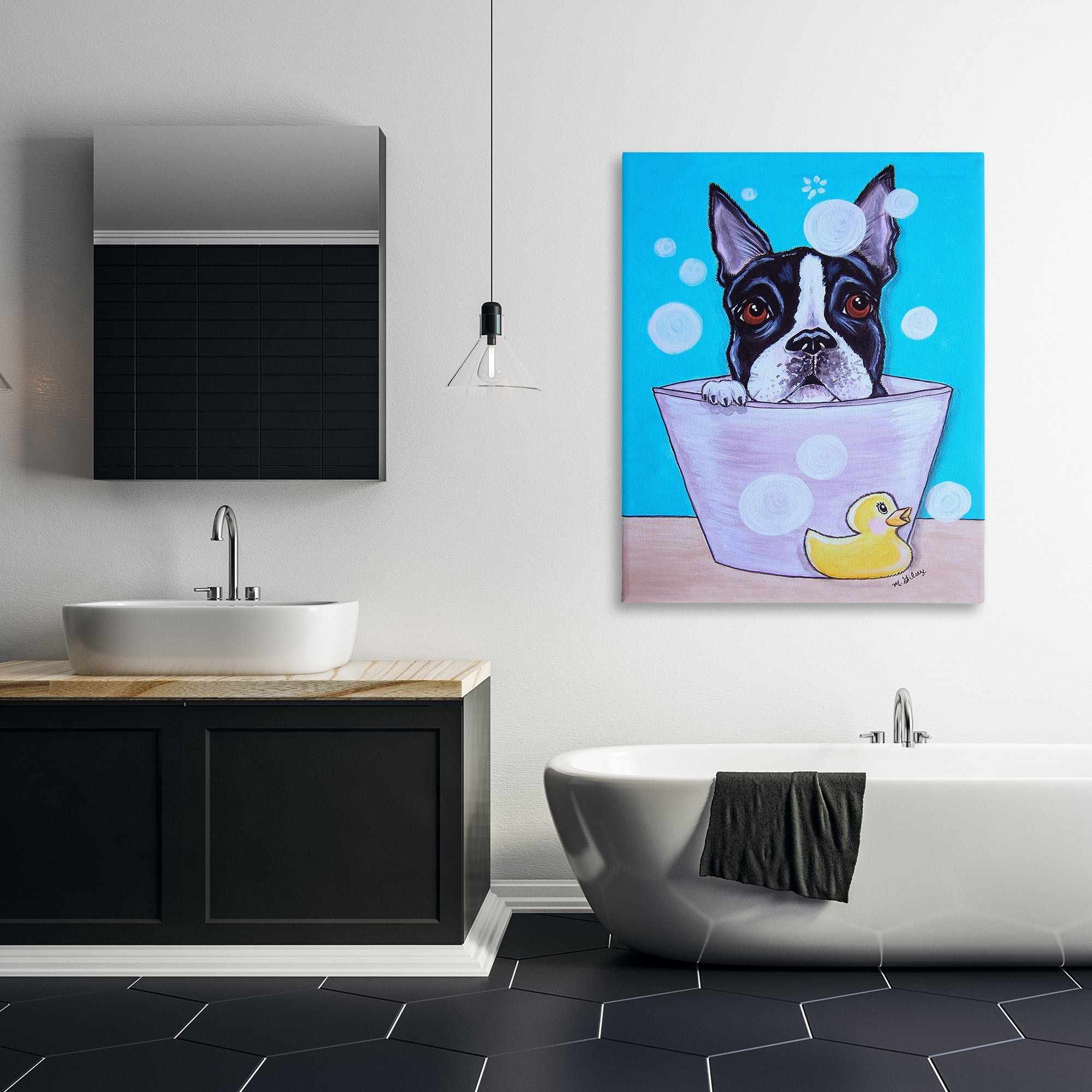 Stupell Industries Dog & Soap Bubbles Animals & Insects Painting Gallery Wrapped Canvas Art Print Wall Art, 36 x 48
