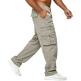 thumbnail image 2 of Dresfit Baggy Pants Men Spring Big and Tall Work Sweatpants Flex Solid Color Gym Joggers with Multipockets Summer Lightweight Breathable Athletic Trousers Beige 2XL, 2 of 4