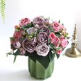 thumbnail image 3 of Flores artificiales 9/10/12 cabezas ramo de peonías de seda rosas flores falsas decoración de fiesta en casa de boda, 3 of 4